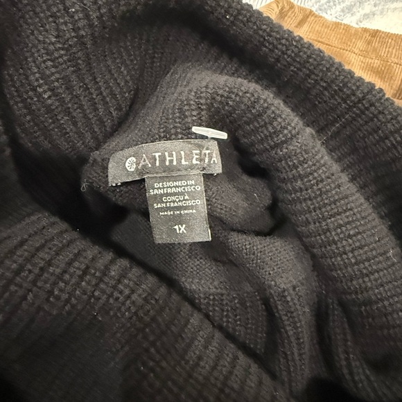 Athleta Alpine Black Merino Wool Cashmere turtleneck sweater Sz XL - Picture 7 of 16